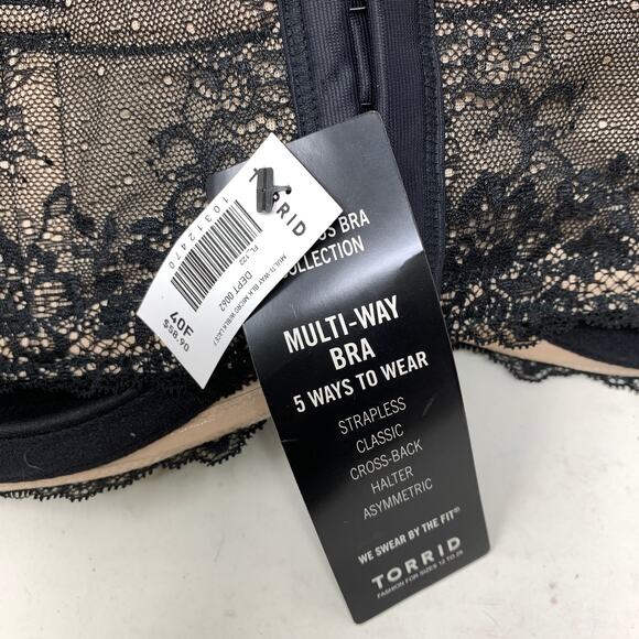 Torrid Multi-Way Bra Womens Size 40F Black Tan With Lace NEW - Picture 4 of 5